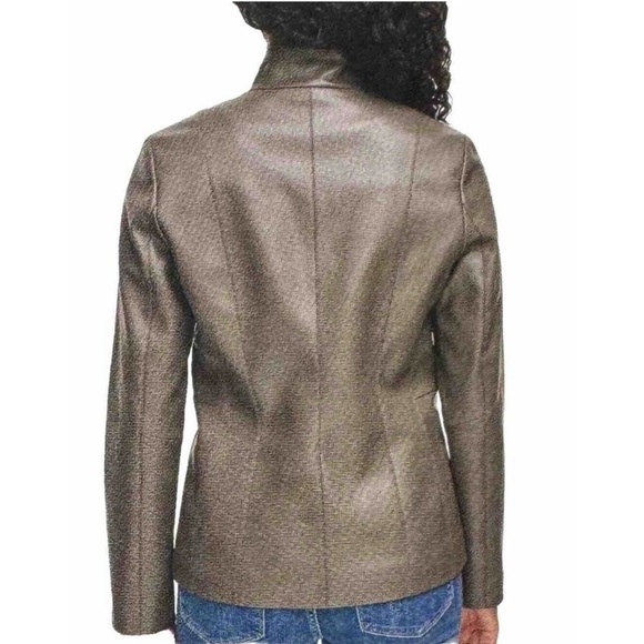 NWOT KENNETH COLE GRAY FAUX LEATHER STANDUP COLLAR ZIP JACKET Size M - Picture 5 of 14